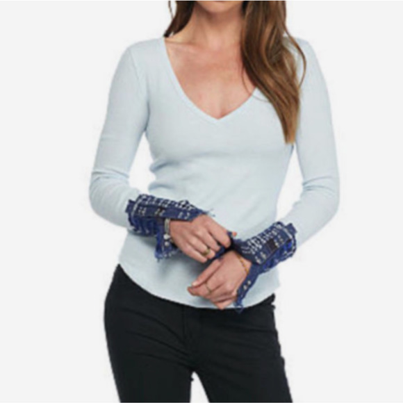 We the Free - Free People Waffle Knit Thermal Top Size L, Boho, Hippie, Gypsy - Picture 1 of 10